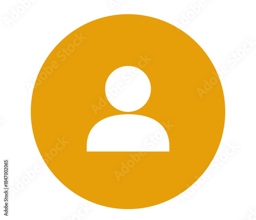 yellow circle user icon with white person silhouette for default profile picture or member account avatar