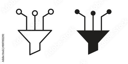 Funneling data icon element in flat simple style. Thin stroke editable icons
