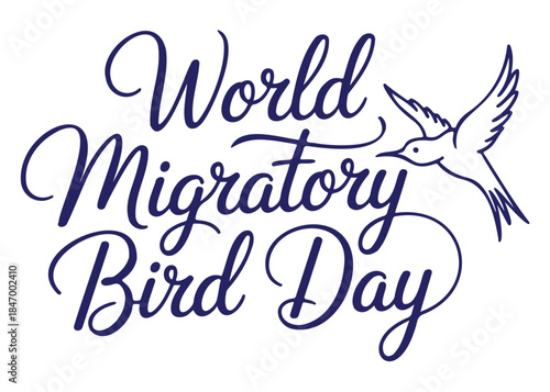 World Migratory Bird Day Blue Bird Flying on a White Background