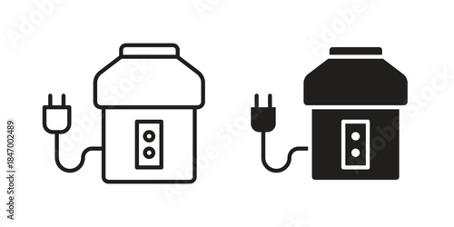 Garbage disposal icon element in flat simple style. Thin stroke editable icons