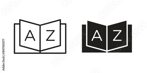 Glossary icon element in flat simple style. Thin stroke editable icons