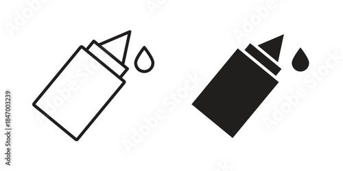 Glue icon element in flat simple style. Thin stroke editable icons