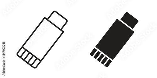 Glue stick icon element in flat simple style. Thin stroke editable icons