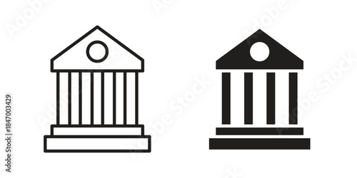 Government icon element in flat simple style. Thin stroke editable icons