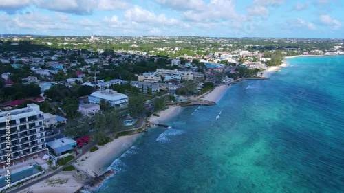 Hastings Beach aerial view at Hastings Rocks Park at South Coast in village of Hastings, Christ Church, Barbados. 