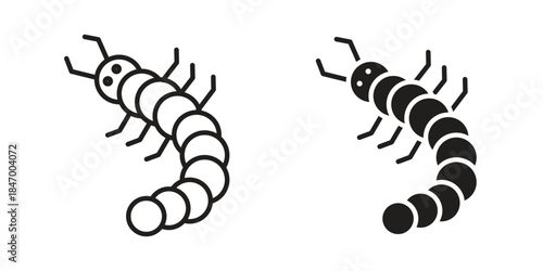 Grub icon element in flat simple style. Thin stroke editable icons