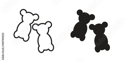 Gummy bear icon element in flat simple style. Thin stroke editable icons