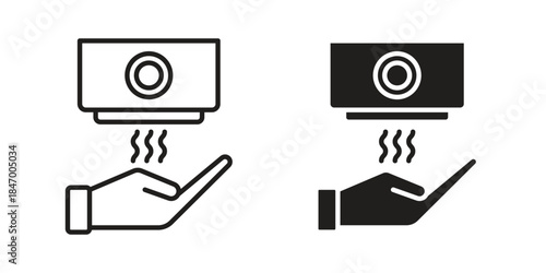 Hand dryer icon element in flat simple style. Thin stroke editable icons