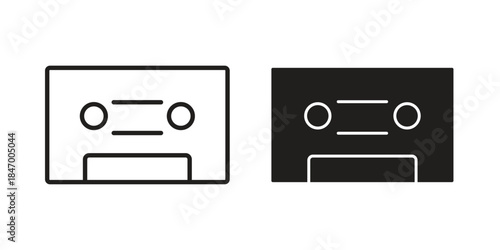 Cassette tape icon concept template. linear or solid icon collection
