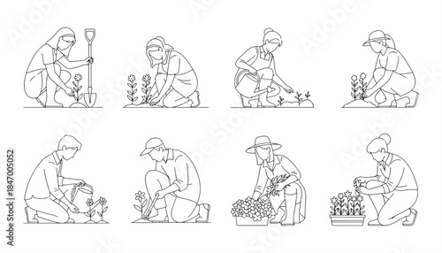 People and Farmer CAD Vector Illustration Set

