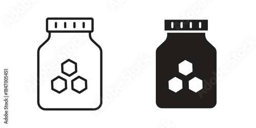 Honey jar icon element in flat simple style. Thin stroke editable icons