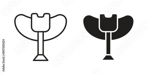 Horse saddle icon element in flat simple style. Thin stroke editable icons