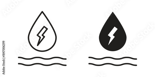 Hydraulic energy icon element in flat simple style. Thin stroke editable icons