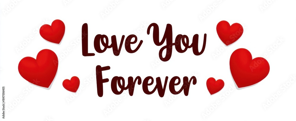 Fototapeta premium love you forever message with red hearts on white background shows affection and devotion