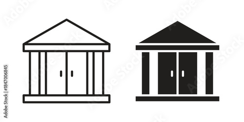 Institute icon element in flat simple style. Thin stroke editable icons