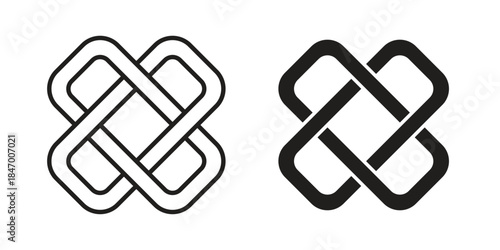 Interlocking icon element in flat simple style. Thin stroke editable icons