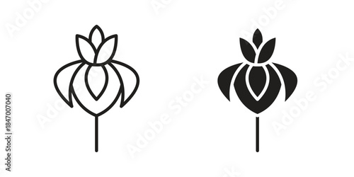 Iris icon element in flat simple style. Thin stroke editable icons