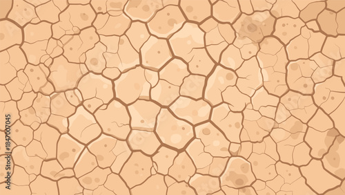 Cracked earth texture displays the arid conditions of a drought, showcasing the impact of dryness on the landscape.