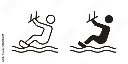 Kitesurf sign icon element in flat simple style. Thin stroke editable icons