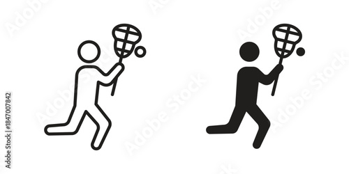 Lacrosse icon element in flat simple style. Thin stroke editable icons