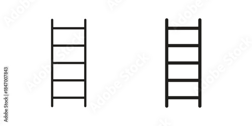 Ladder icon element in flat simple style. Thin stroke editable icons