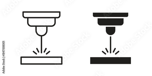 Laser machine icon element in flat simple style. Thin stroke editable icons