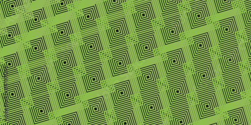 Black stripes maze pattern in square shape on green background.