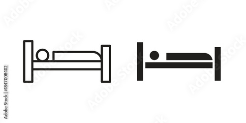 Laying in bed icon element in flat simple style. Thin stroke editable icons