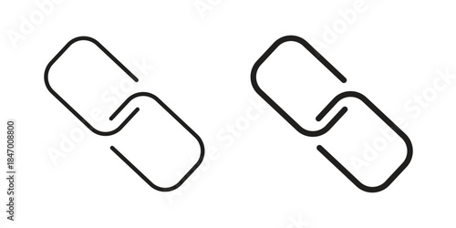 Link icon element in flat simple style. Thin stroke editable icons