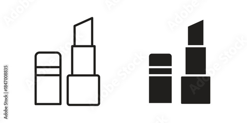 Lipstick icon element in flat simple style. Thin stroke editable icons