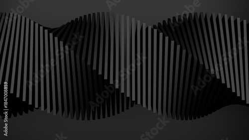 Minimal black architectural 3D render with dramatic lighting, sharp shadows and clean geometric forms. Modern abstract building concept with a bold and elegant aesthetic.