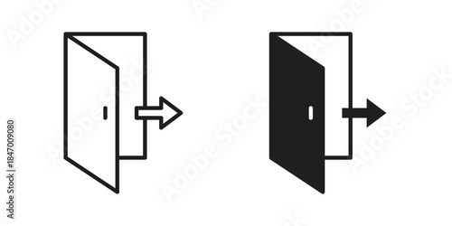 Logout icon element in flat simple style. Thin stroke editable icons