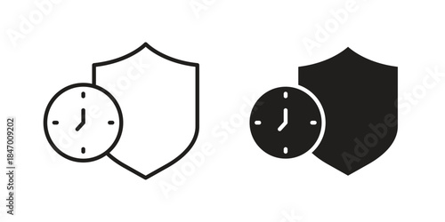 Long term protection icon element in flat simple style. Thin stroke editable icons