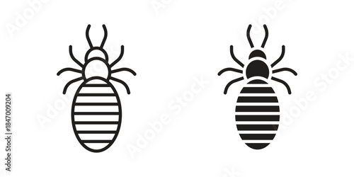 Louse icon element in flat simple style. Thin stroke editable icons