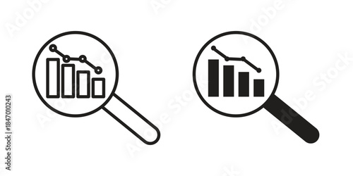 Market research icon element in flat simple style. Thin stroke editable icons