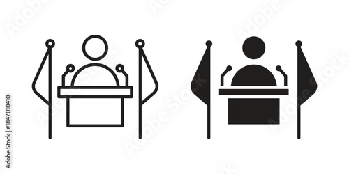 Mayor icon element in flat simple style. Thin stroke editable icons