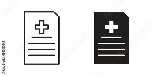 Medical records icon element in flat simple style. Thin stroke editable icons