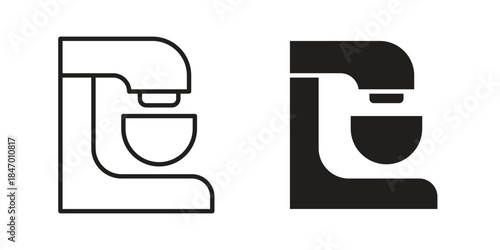 Mixer icon element in flat simple style. Thin stroke editable icons