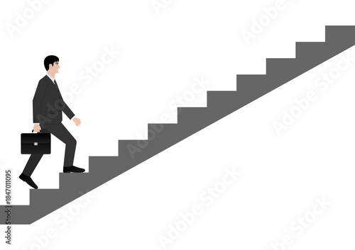 Businessman walking Upstairs. Business Opportunity and Career Success Concept. Vector Illustration. 