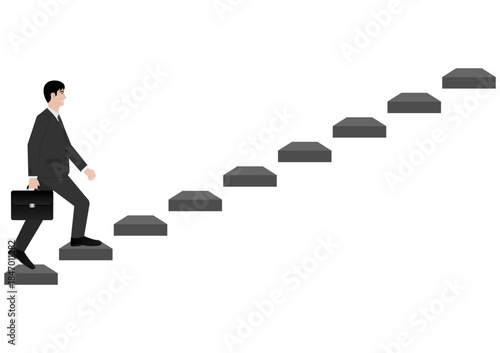 Businessman walking Upstairs. Business Opportunity and Career Success Concept. Vector Illustration. 