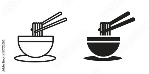 Noodles icon element in flat simple style. Thin stroke editable icons