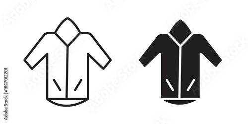 Nylon jacket icon element in flat simple style. Thin stroke editable icons
