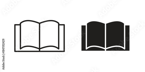 open book icon element in flat simple style. Thin stroke editable icons