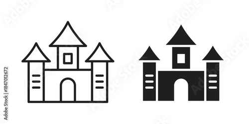Palace icon element in flat simple style. Thin stroke editable icons