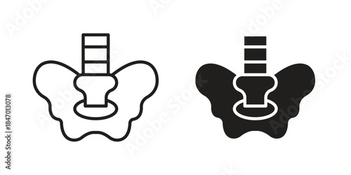 Pelvic area icon element in flat simple style. Thin stroke editable icons