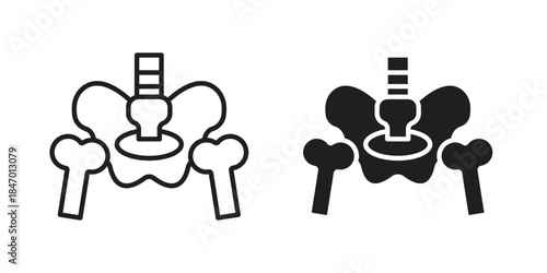 Pelvis icon element in flat simple style. Thin stroke editable icons