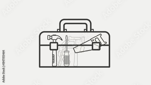Toolbox Essentials: A detailed illustration captures the essence of a toolbox, showcasing a hammer, saw, and other fundamental tools, symbolizing the core elements of craftsmanship and DIY projects.