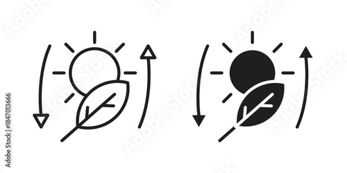 Photosynthesis icon element in flat simple style. Thin stroke editable icons