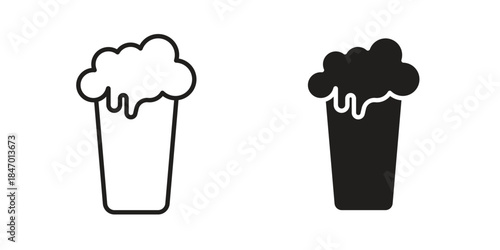 Pint of beer icon element in flat simple style. Thin stroke editable icons