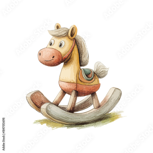 rocking horse drawn vector illustration
